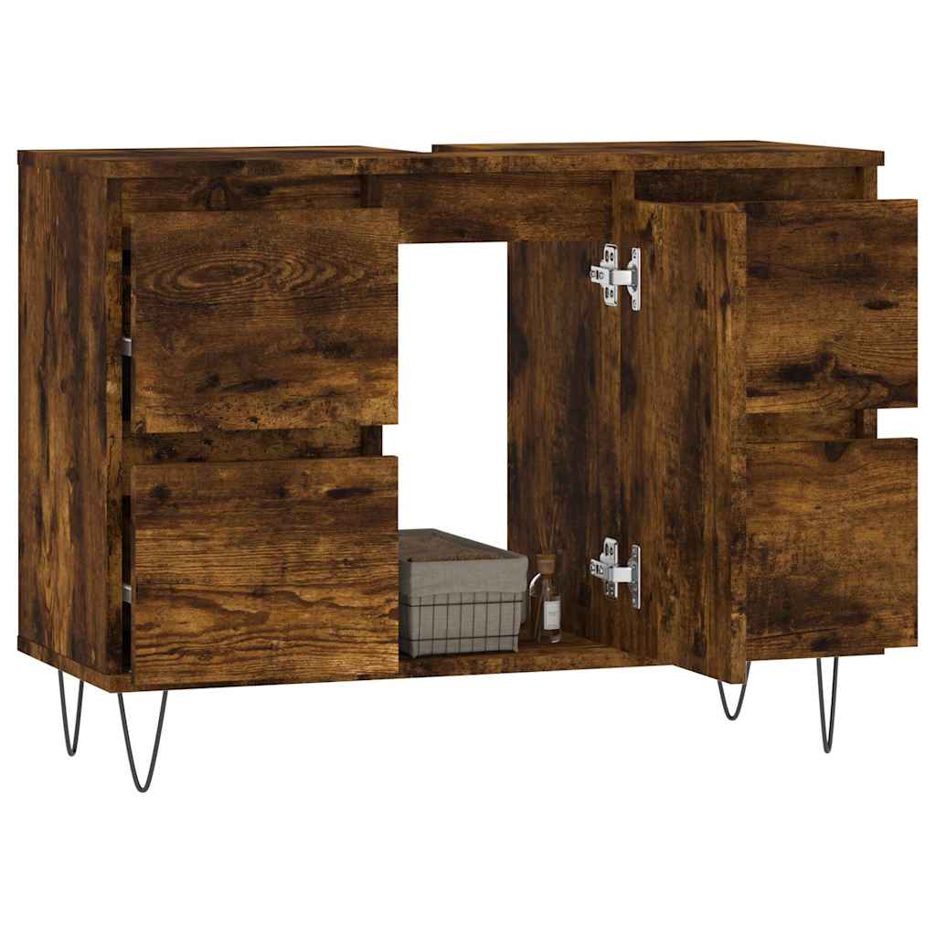 Badschrank Räuchereiche 80x33x60 cm Holzwerkstoff