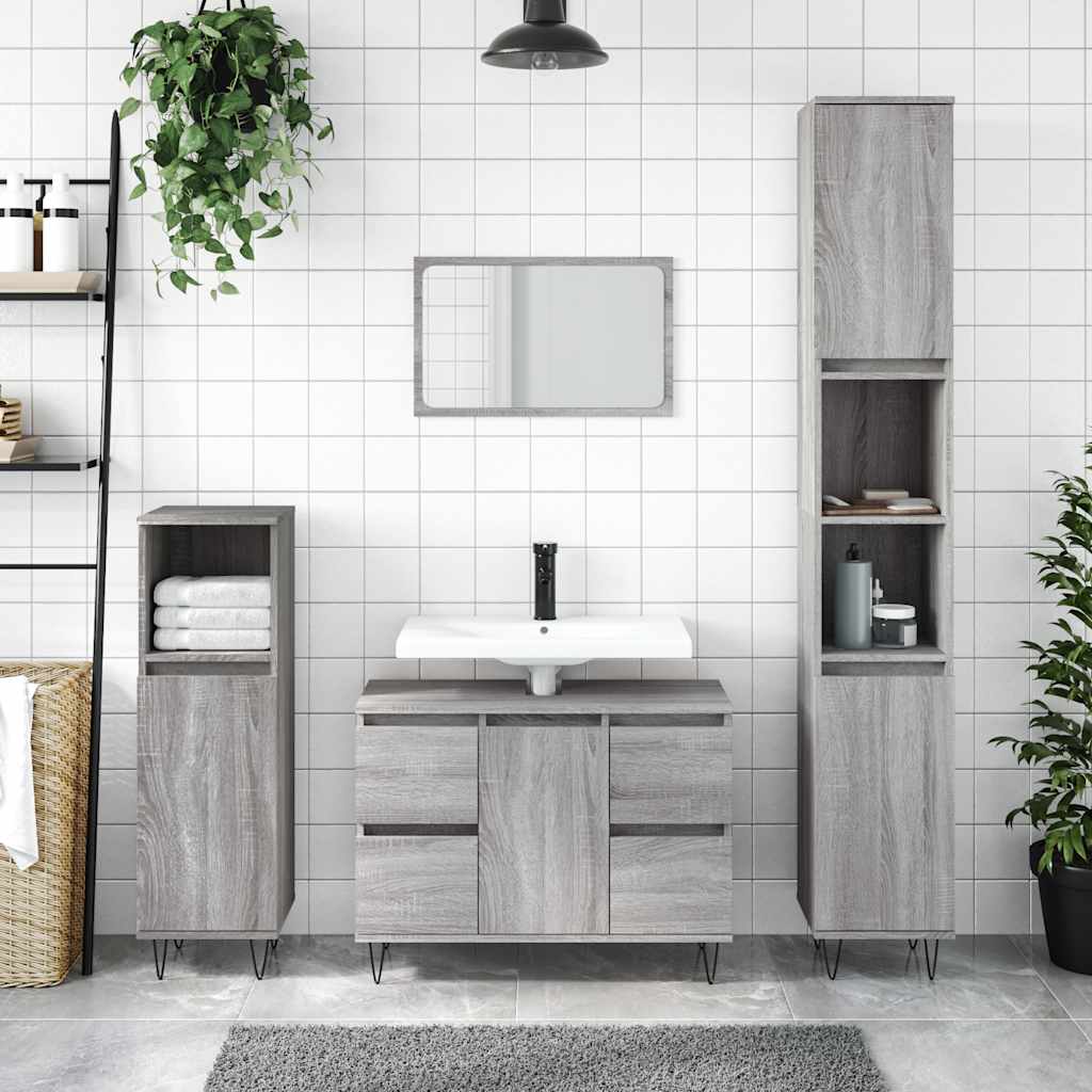 Gray Sonoma bathroom cabinet 80x33x60 cm made of wood