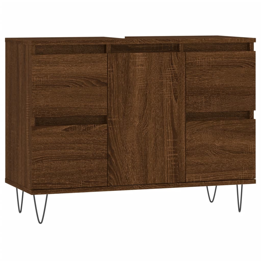 Bathroom Cabinet Brown Oak Look 80x33x60 cm Wood Material