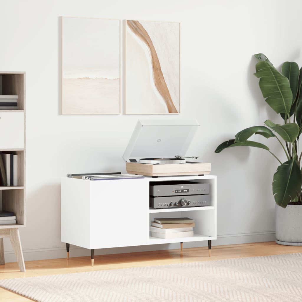 Record Cabinet White 85x38x48 cm Wood Material