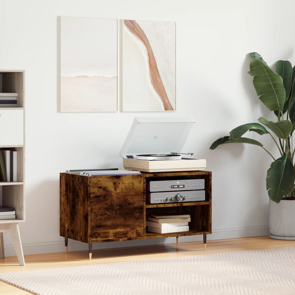 Record Cabinet Smoked Oak 85x38x48 cm Wood Material