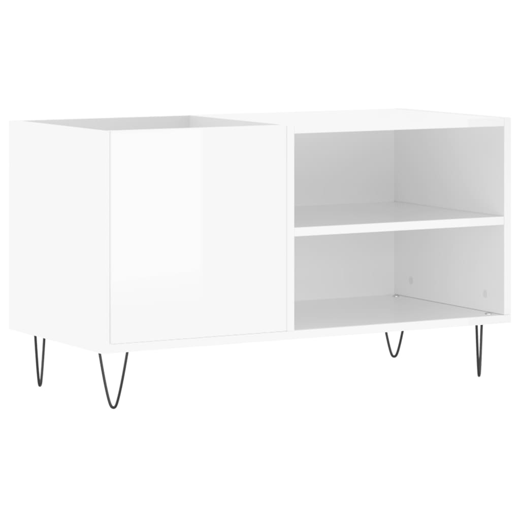 Record Cabinet High Gloss White 85x38x48 cm Wood Material