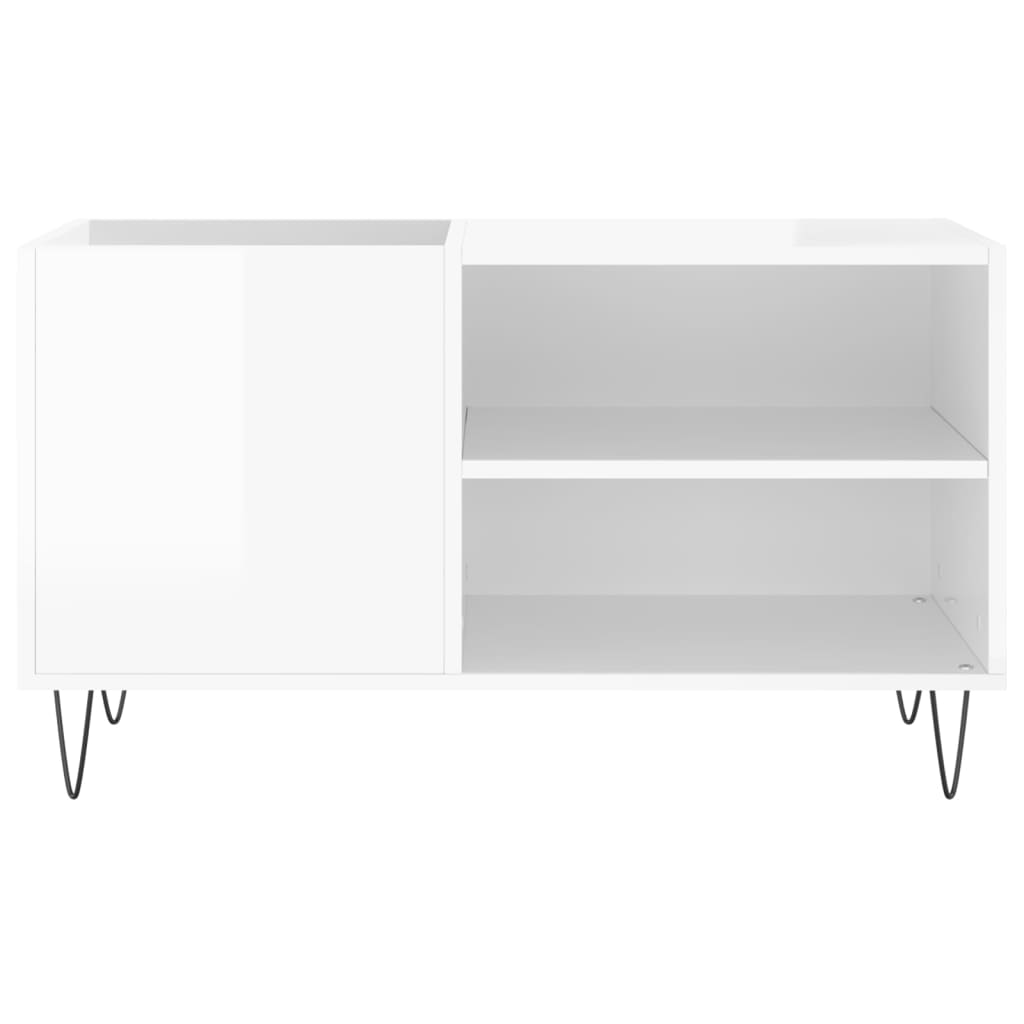 Record Cabinet High Gloss White 85x38x48 cm Wood Material