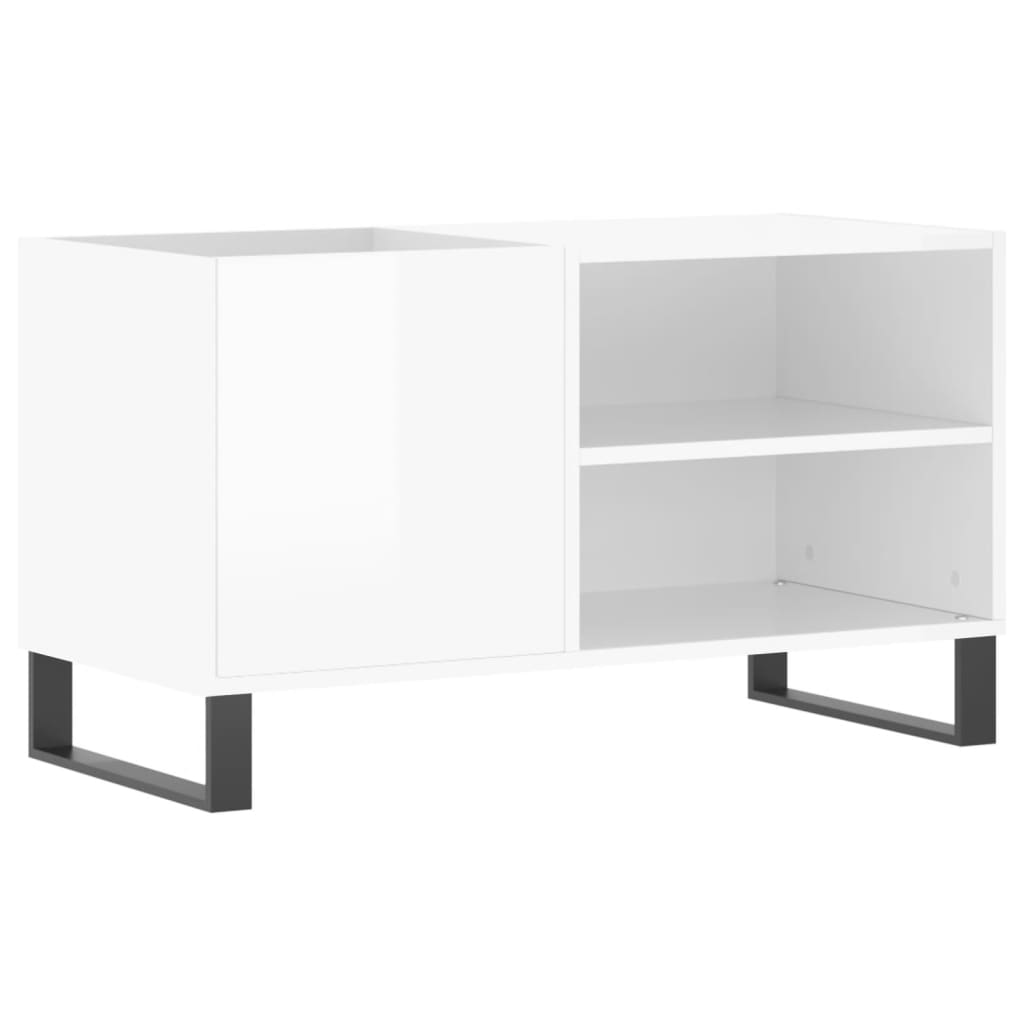 Record Cabinet High Gloss White 85x38x48 cm Wood Material