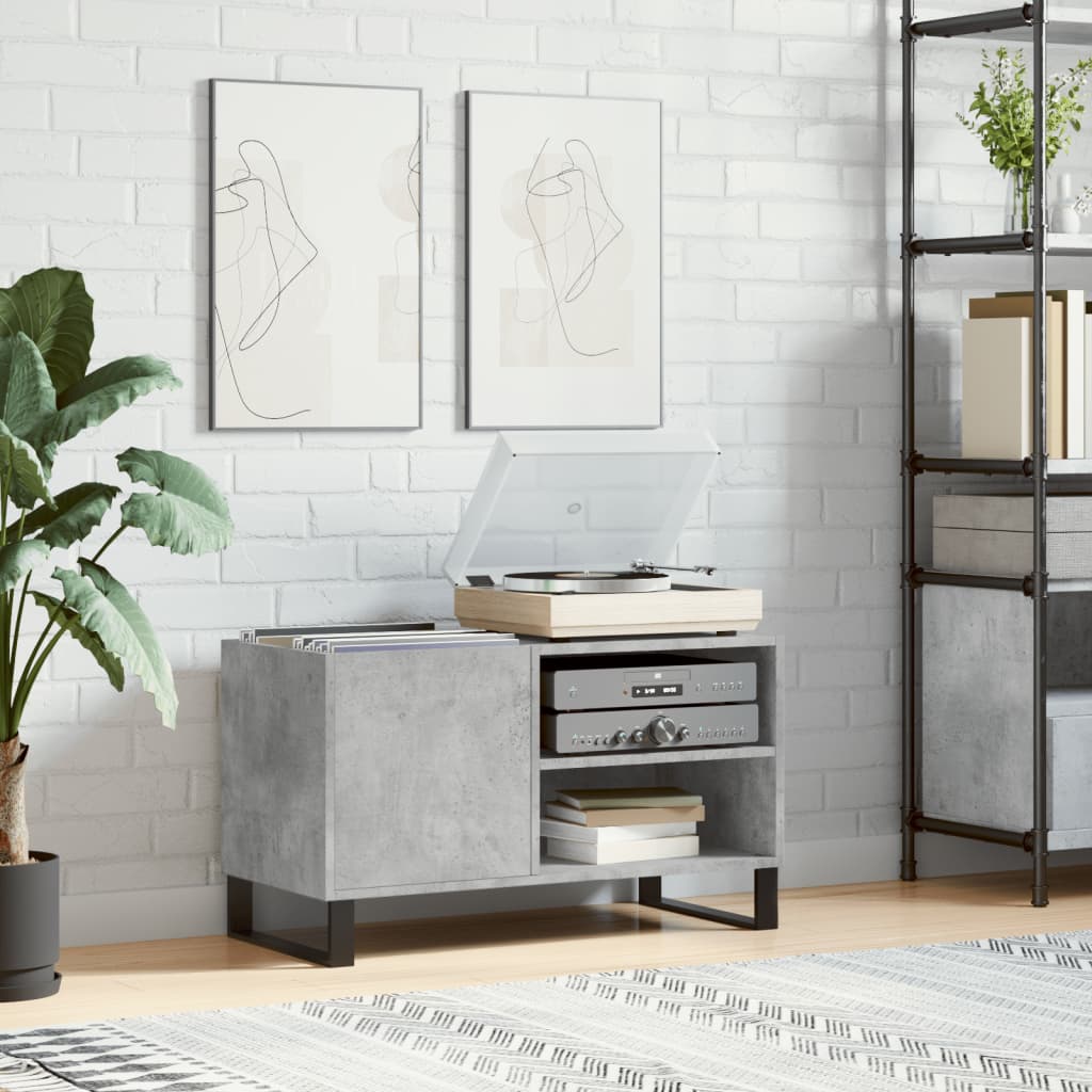 Record Cabinet Concrete Grey 85x38x48 cm Wood Material