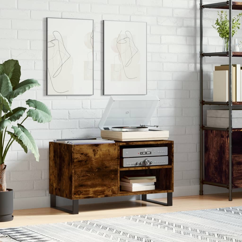 Record Cabinet Smoked Oak 85x38x48 cm Wood Material