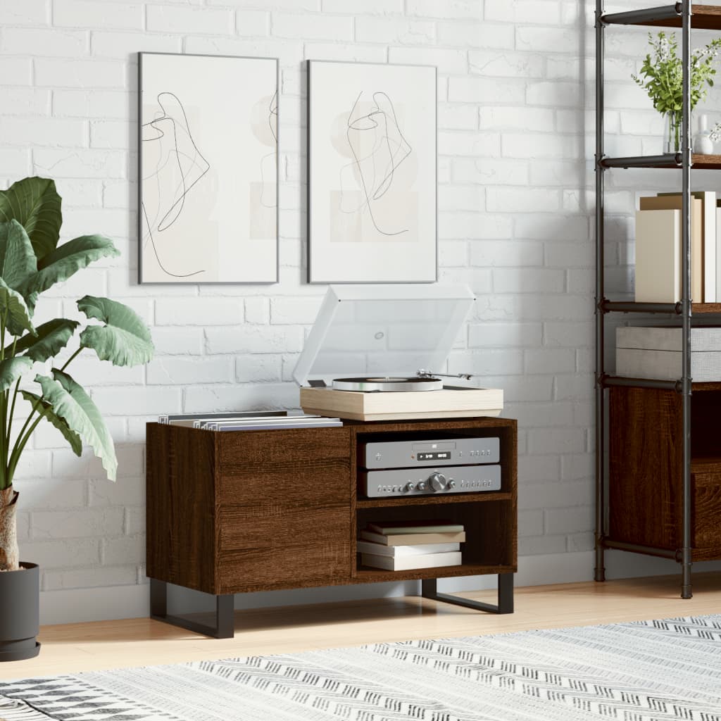 Record Cabinet Brown Oak Look 85x38x48 cm Wood Material