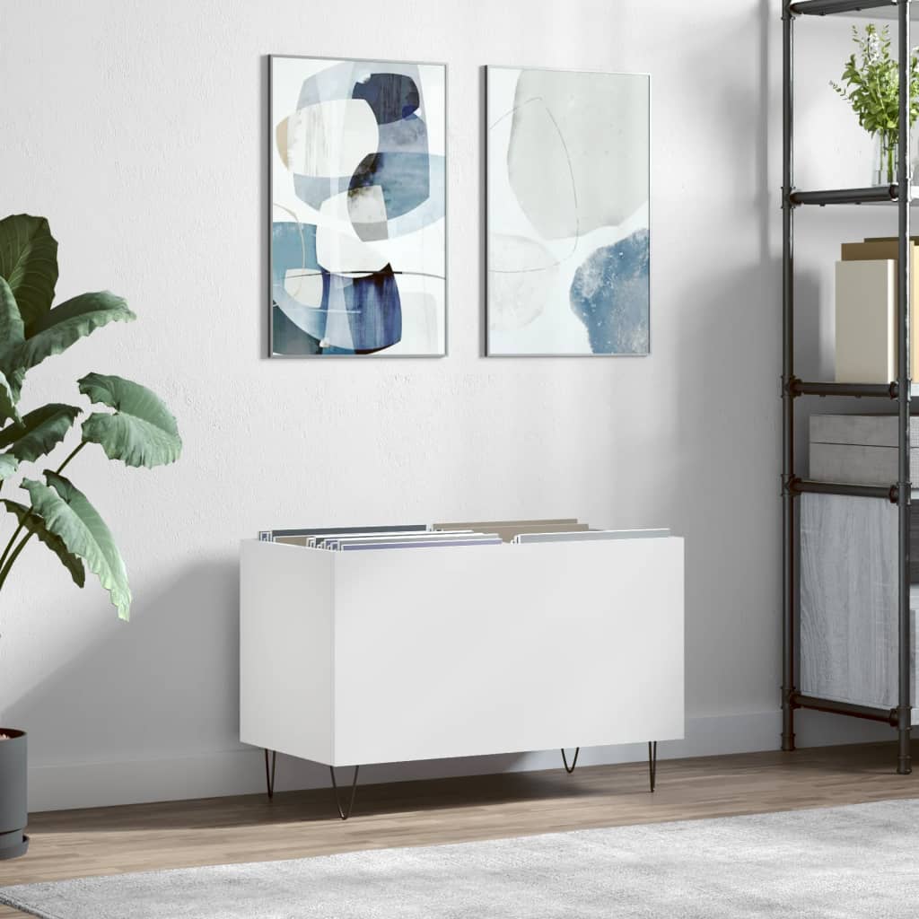 Record Cabinet White 74.5x38x48 cm Wood Material