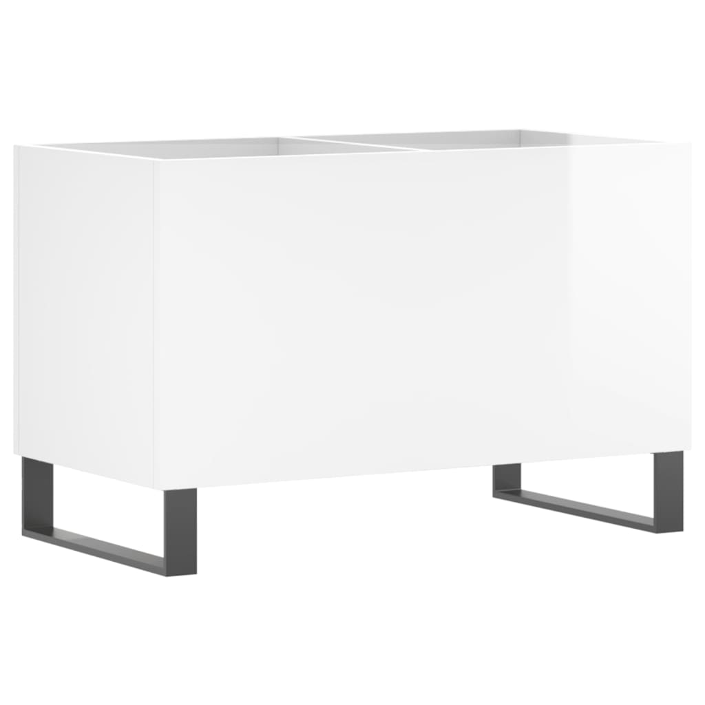 Record Cabinet High Gloss White 74.5x38x48 cm Wood Material