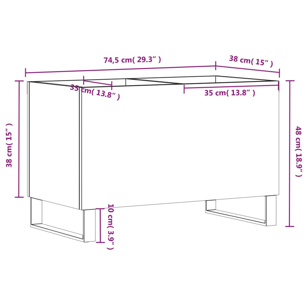 Plattenschrank Hochglanz-Weiß 74,5x38x48 cm Holzwerkstoff