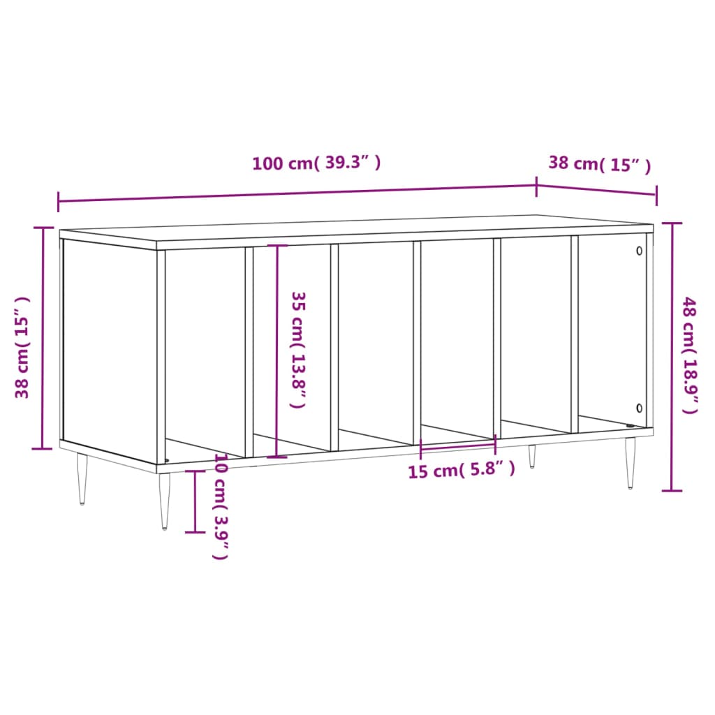 Plattenschrank Weiß 100x38x48 cm Holzwerkstoff