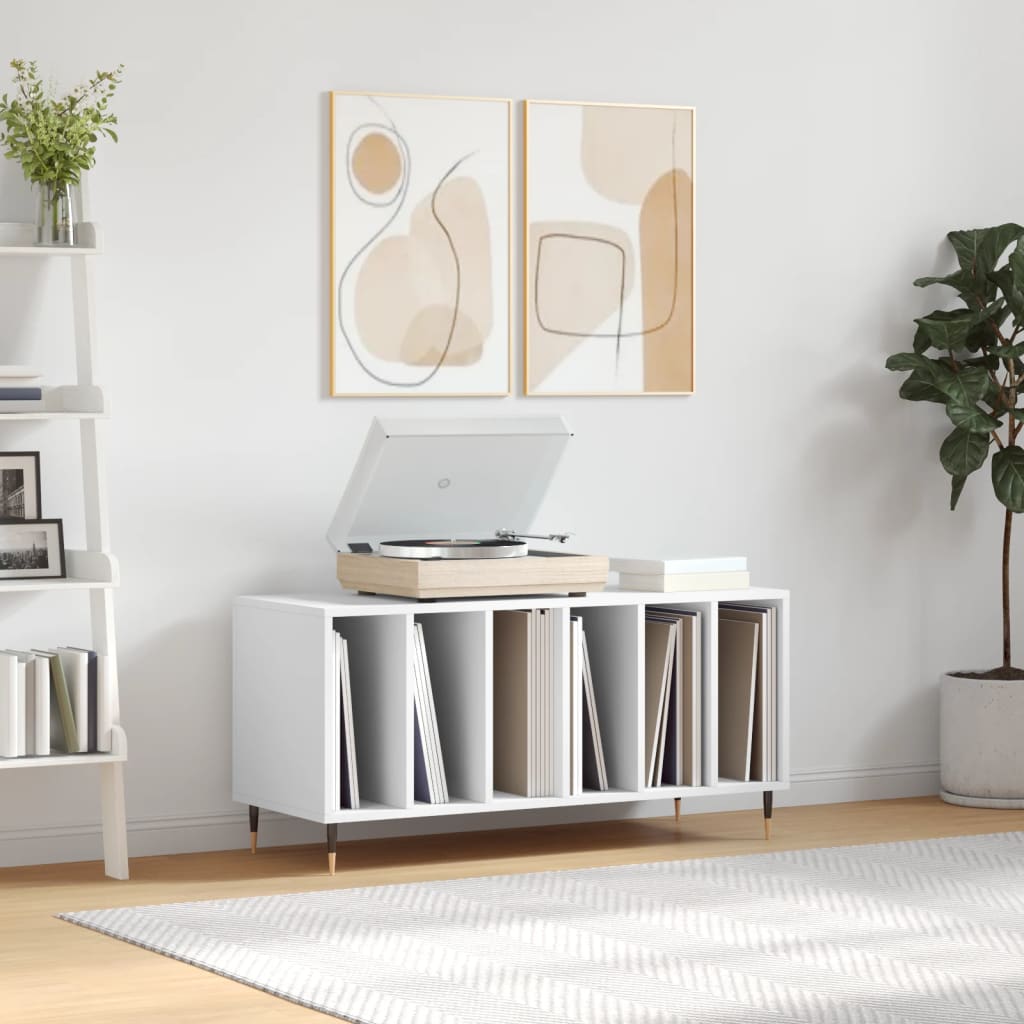 Record Cabinet White 100x38x48 cm Wood Material