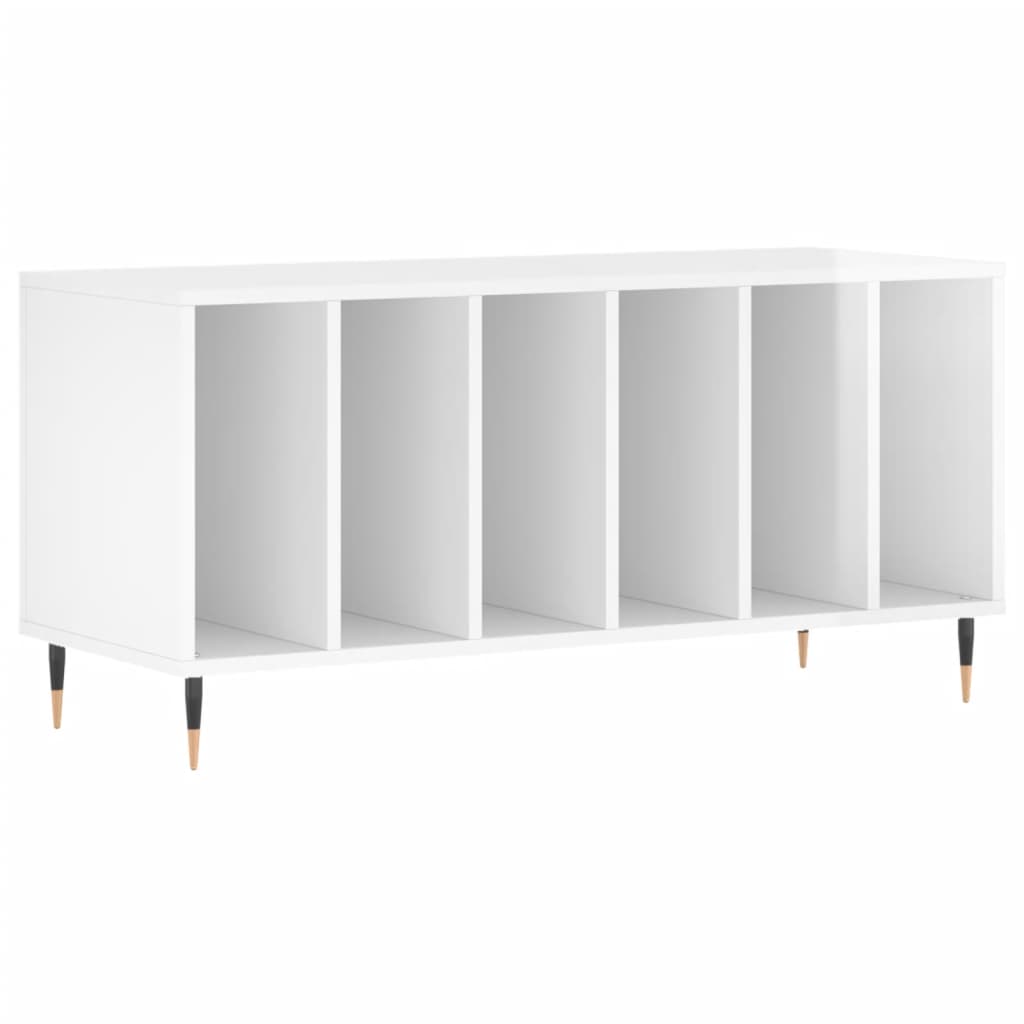 Record Cabinet High Gloss White 100x38x48 cm Wood Material