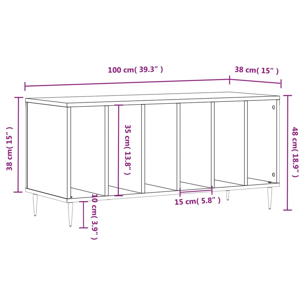 Plattenschrank Hochglanz-Weiß 100x38x48 cm Holzwerkstoff