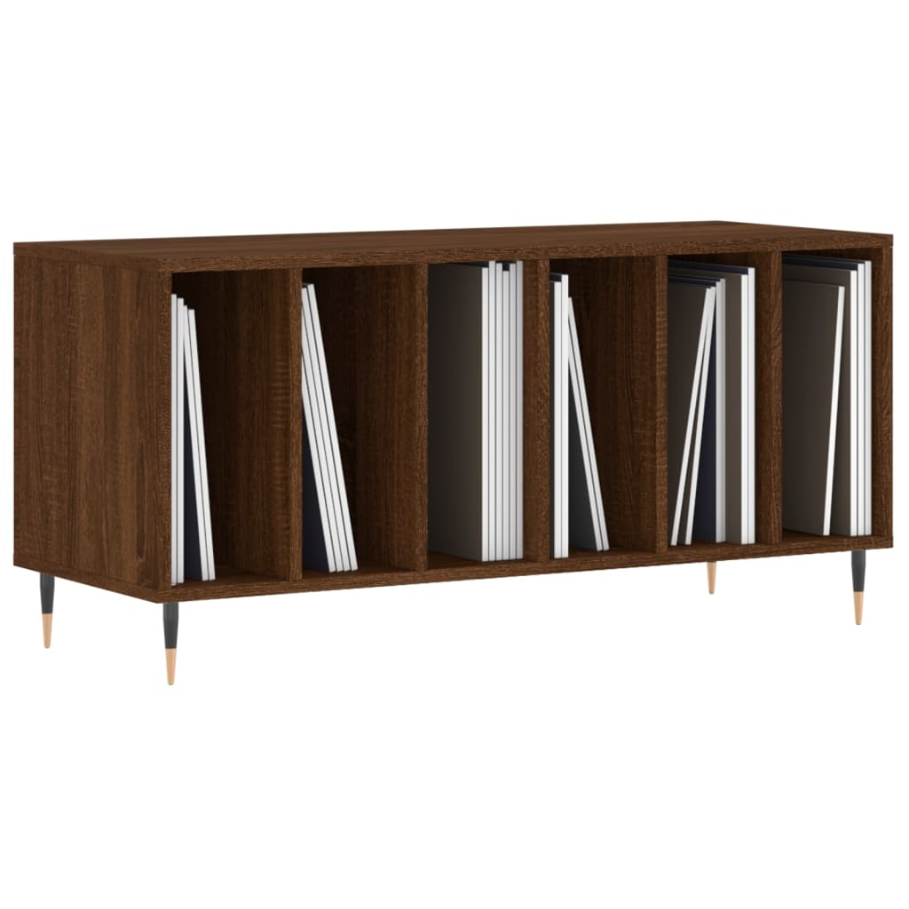 Record Cabinet Brown Oak Look 100x38x48 cm Wood Material