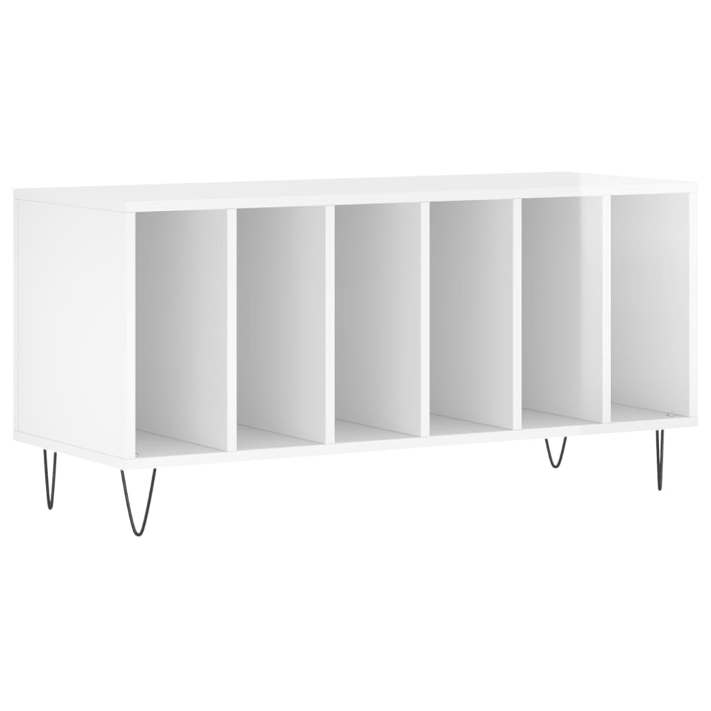 Record Cabinet High Gloss White 100x38x48 cm Wood Material