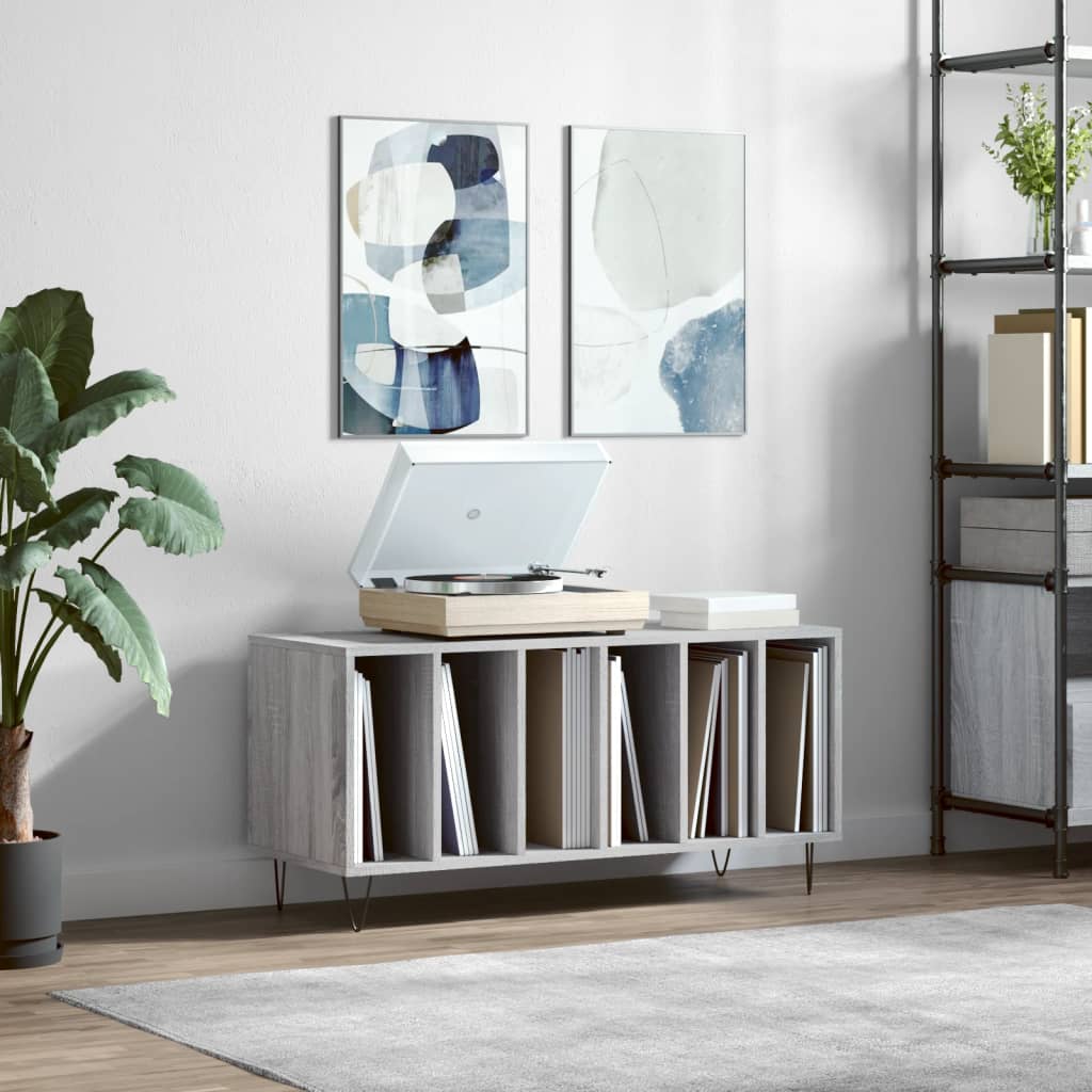 Record Cabinet Gray Sonoma 100x38x48 cm Wood Material