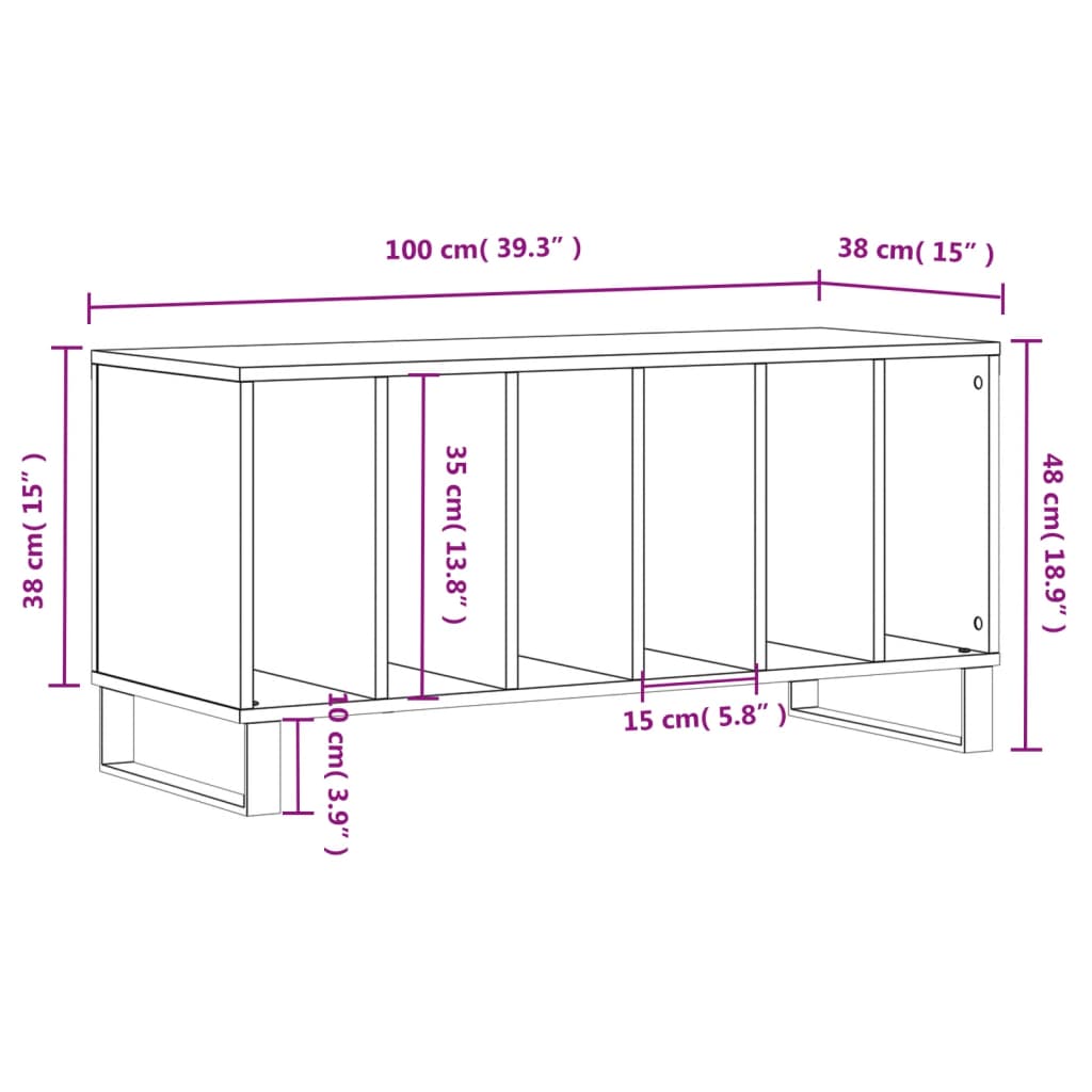 Plattenschrank Hochglanz-Weiß 100x38x48 cm Holzwerkstoff