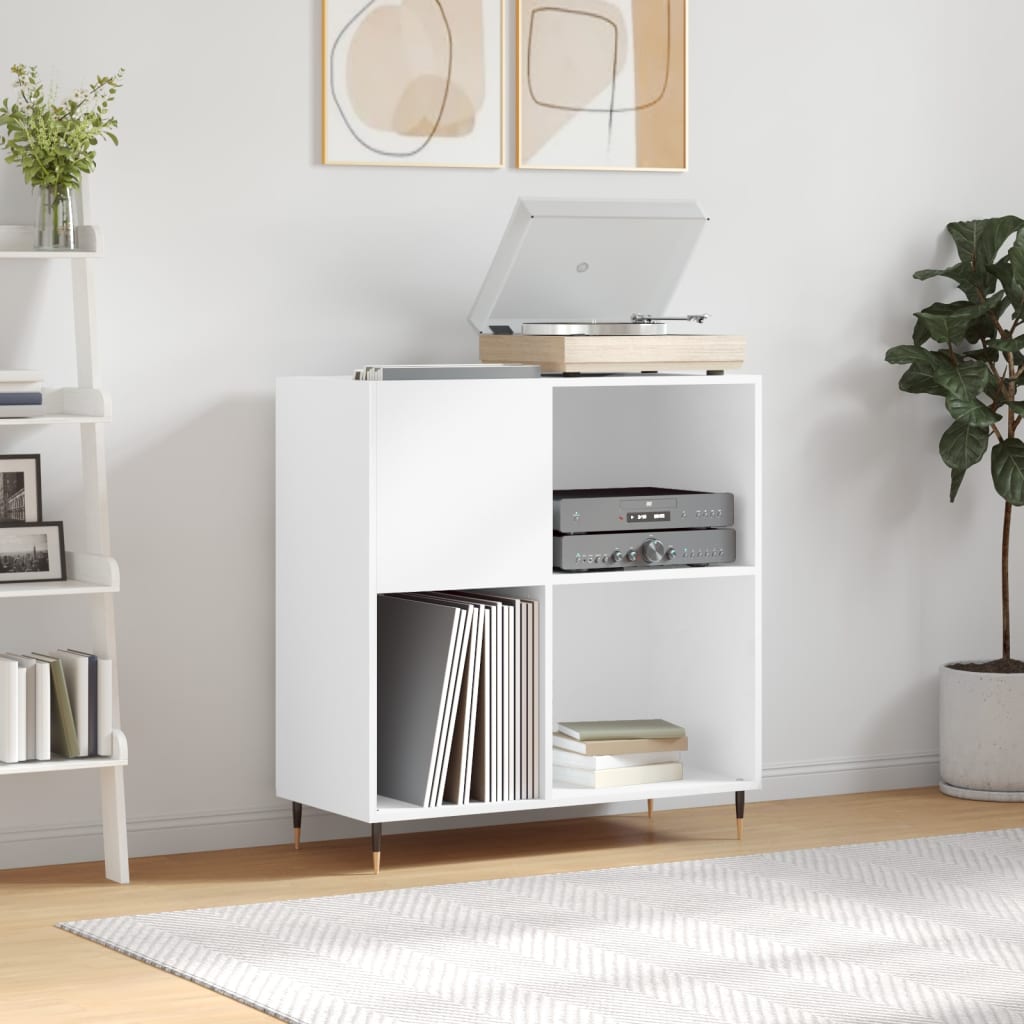 Record Cabinet White 84.5x38x89 cm Wood Material