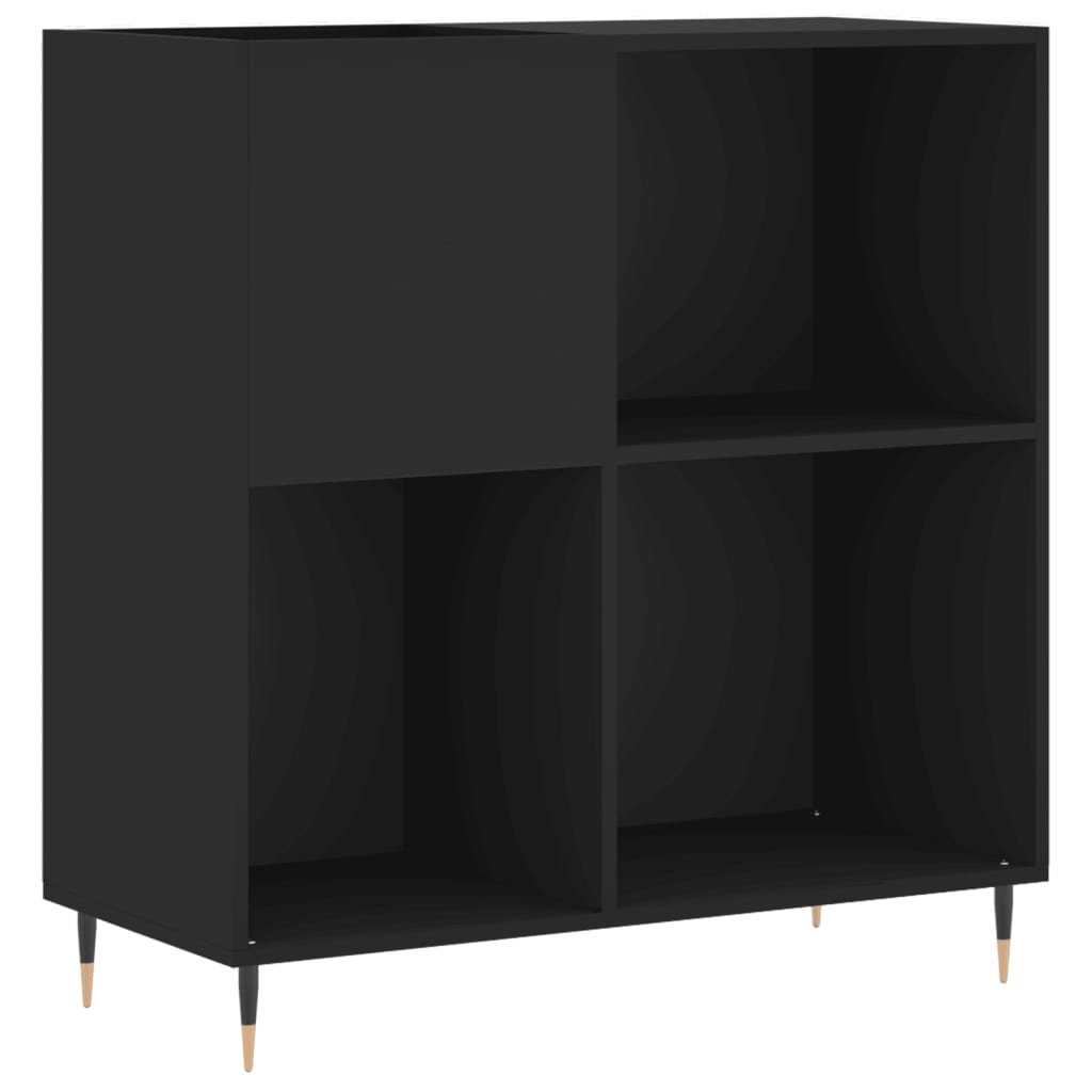 Record Cabinet Black 84.5x38x89 cm Wood Material