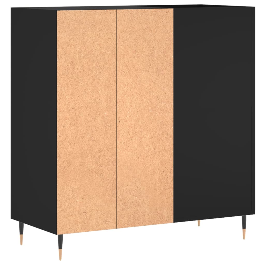 Record Cabinet Black 84.5x38x89 cm Wood Material