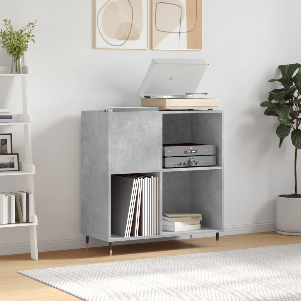 Record Cabinet Concrete Grey 84.5x38x89 cm Wood Material