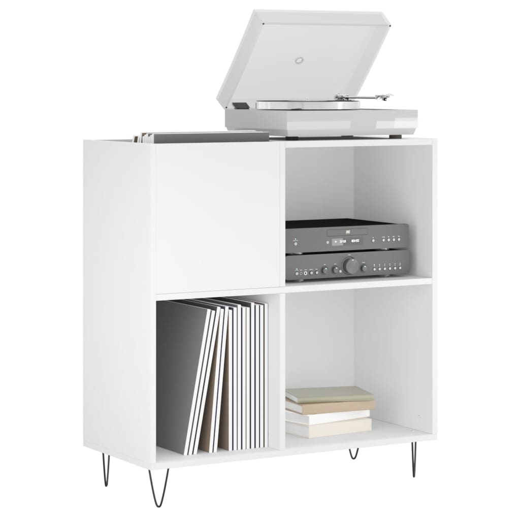 Record Cabinet White 84.5x38x89 cm Wood Material