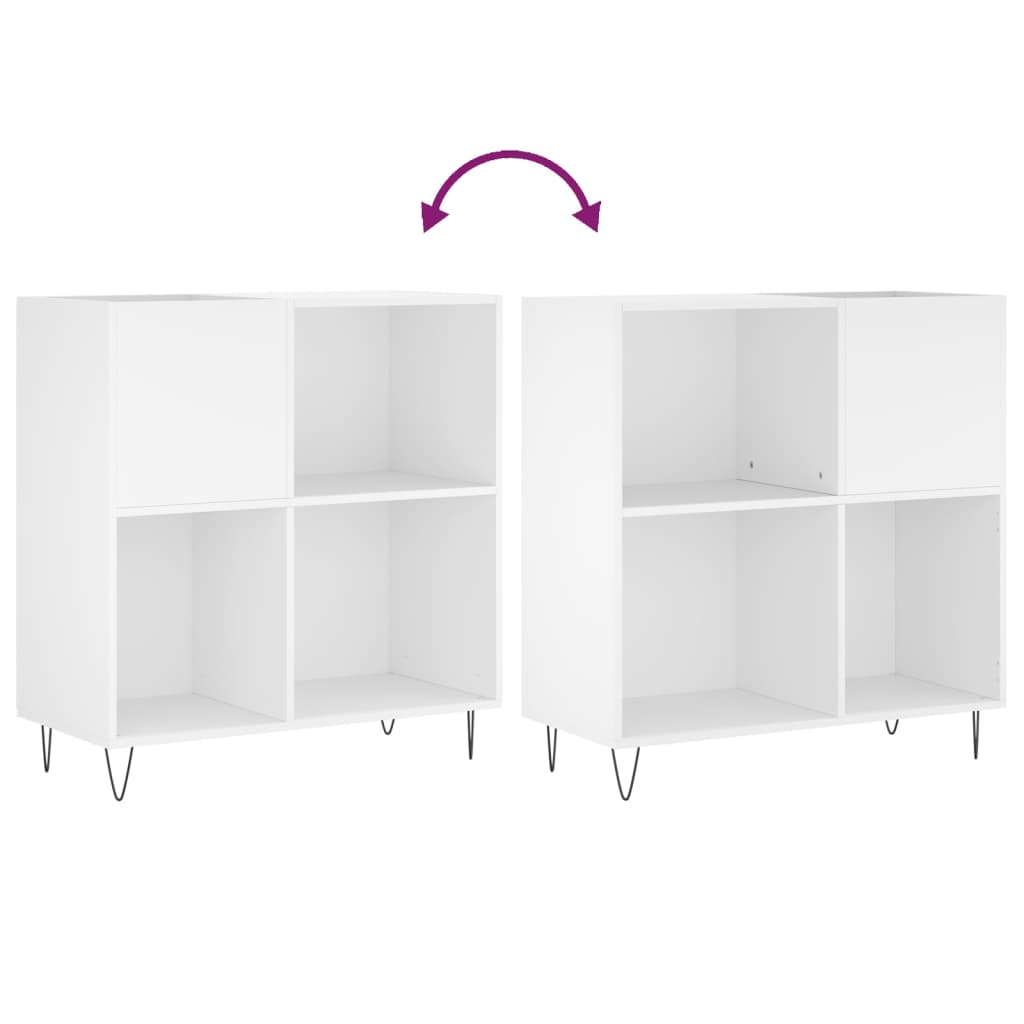 Record Cabinet White 84.5x38x89 cm Wood Material