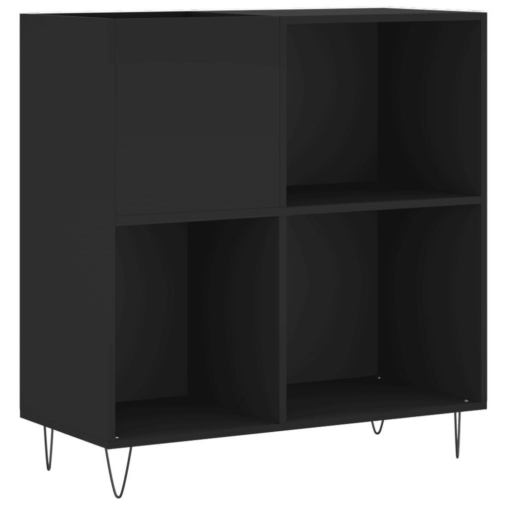 Record Cabinet Black 84.5x38x89 cm Wood Material