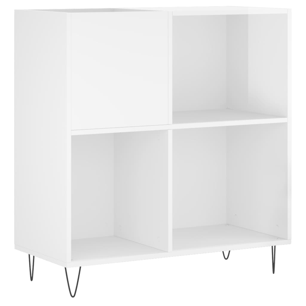 Record Cabinet High Gloss White 84.5x38x89 cm Wood Material