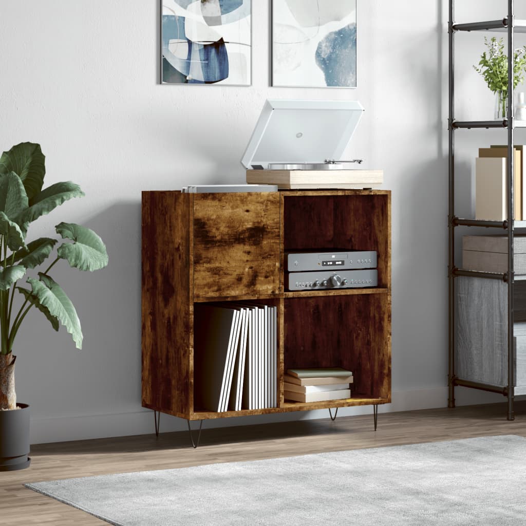 Record Cabinet Smoked Oak 84.5x38x89 cm Wood Material