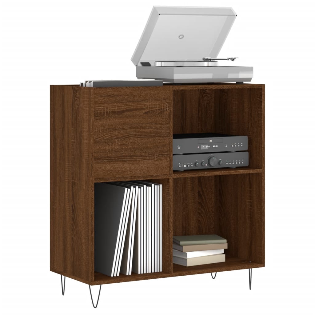 Record Cabinet Brown Oak Look 84.5x38x89 cm Wood Material