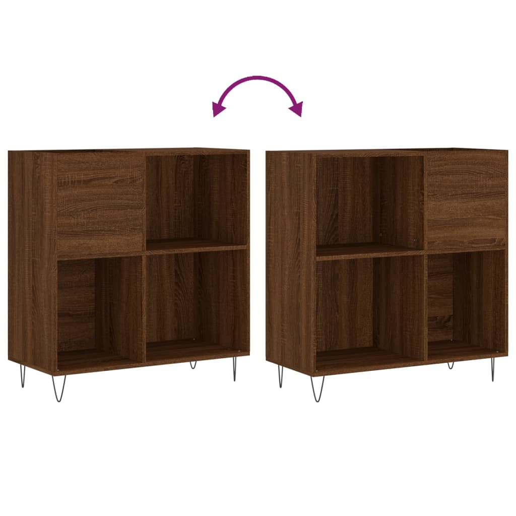 Record Cabinet Brown Oak Look 84.5x38x89 cm Wood Material