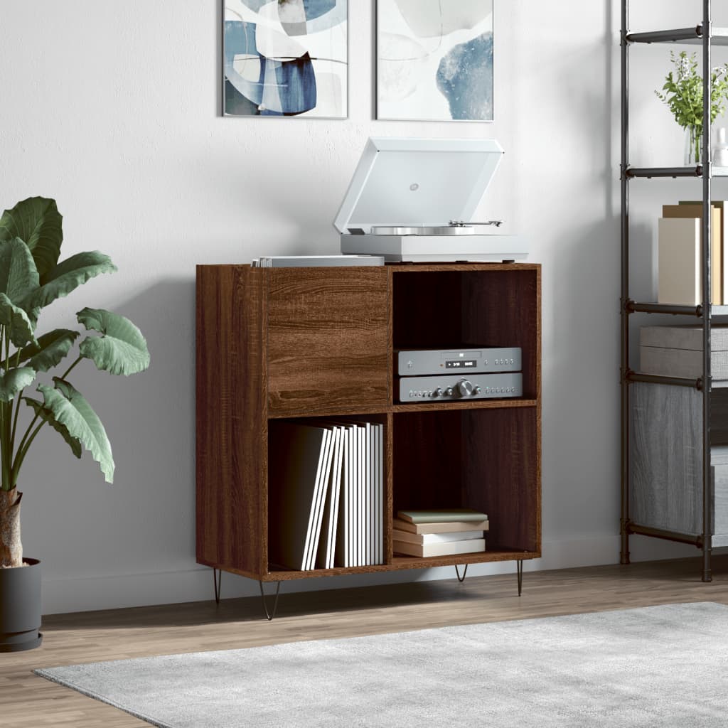 Record Cabinet Brown Oak Look 84.5x38x89 cm Wood Material