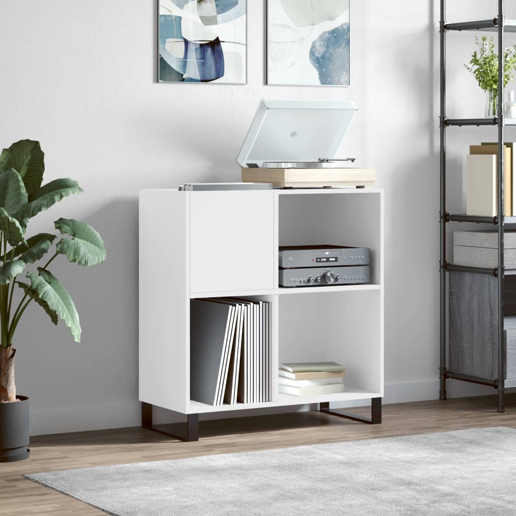 Record Cabinet White 84.5x38x89 cm Wood Material