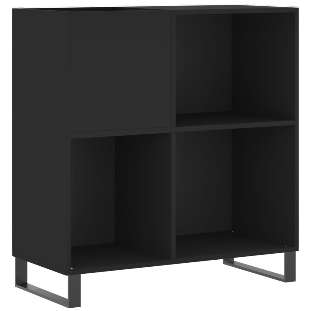 Record Cabinet Black 84.5x38x89 cm Wood Material