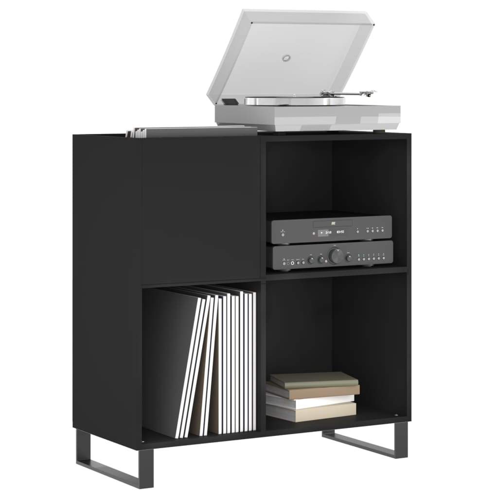 Record Cabinet Black 84.5x38x89 cm Wood Material