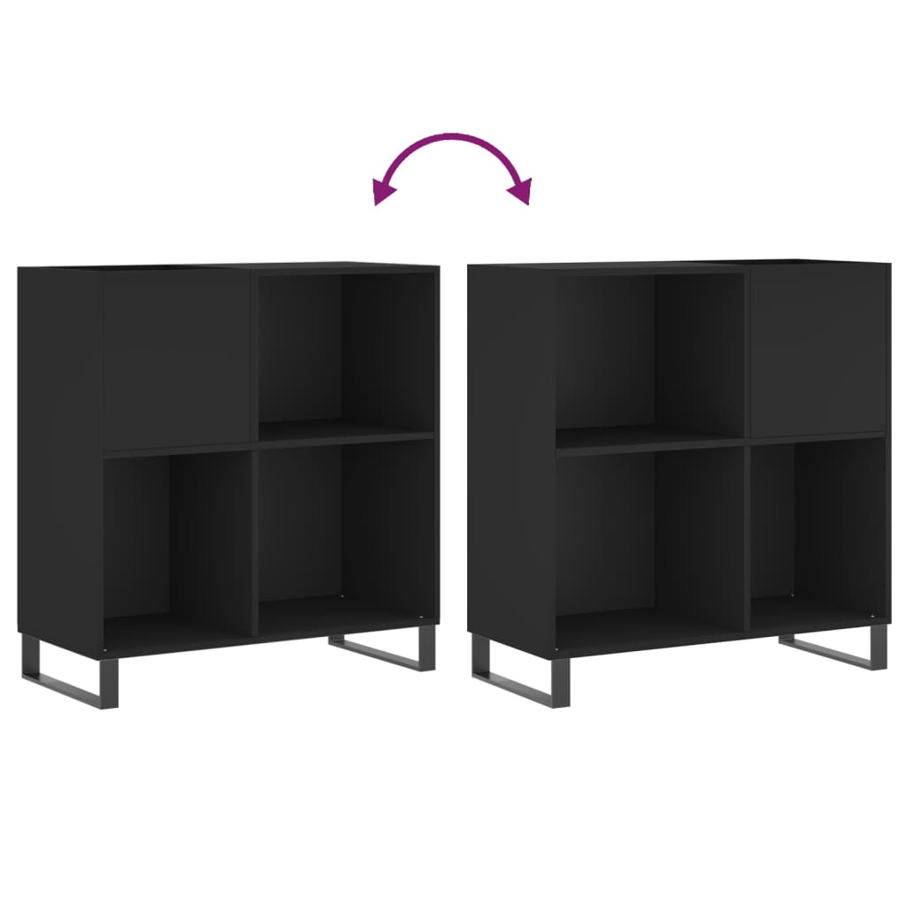 Record Cabinet Black 84.5x38x89 cm Wood Material