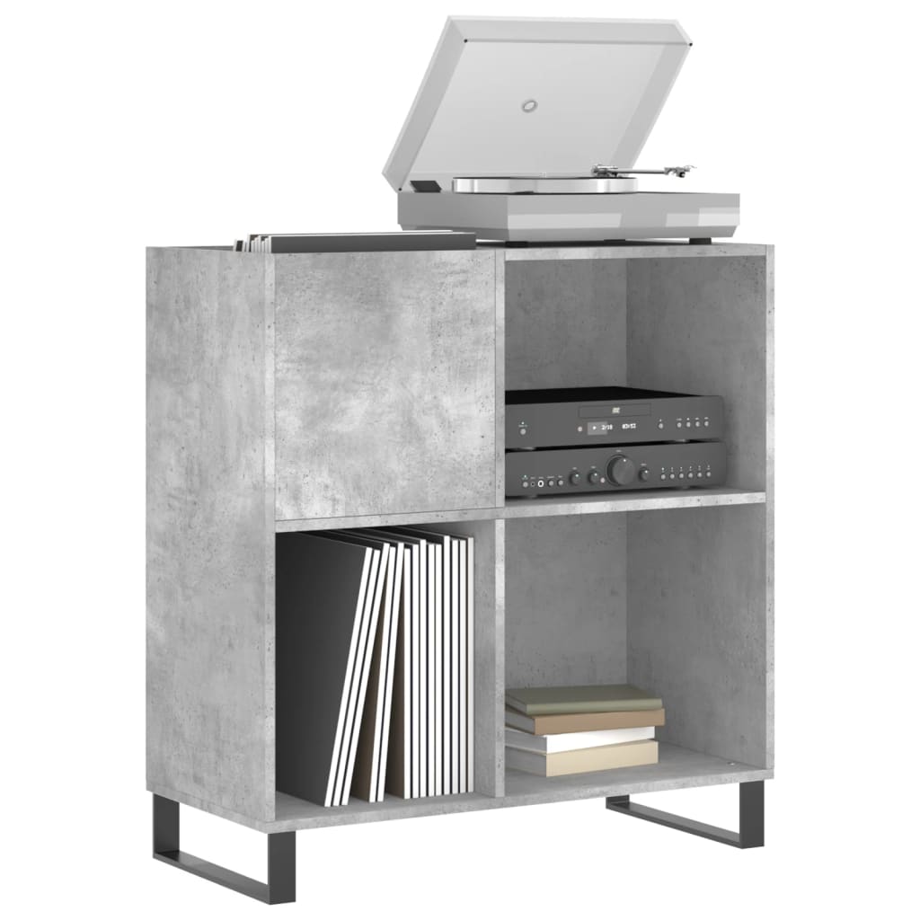 Record Cabinet Concrete Grey 84.5x38x89 cm Wood Material