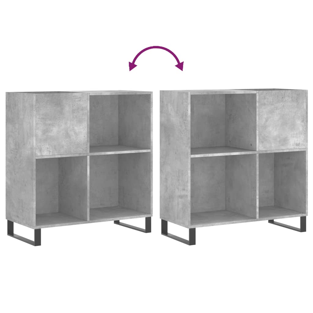 Record Cabinet Concrete Grey 84.5x38x89 cm Wood Material