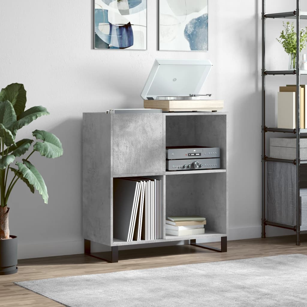 Record Cabinet Concrete Grey 84.5x38x89 cm Wood Material