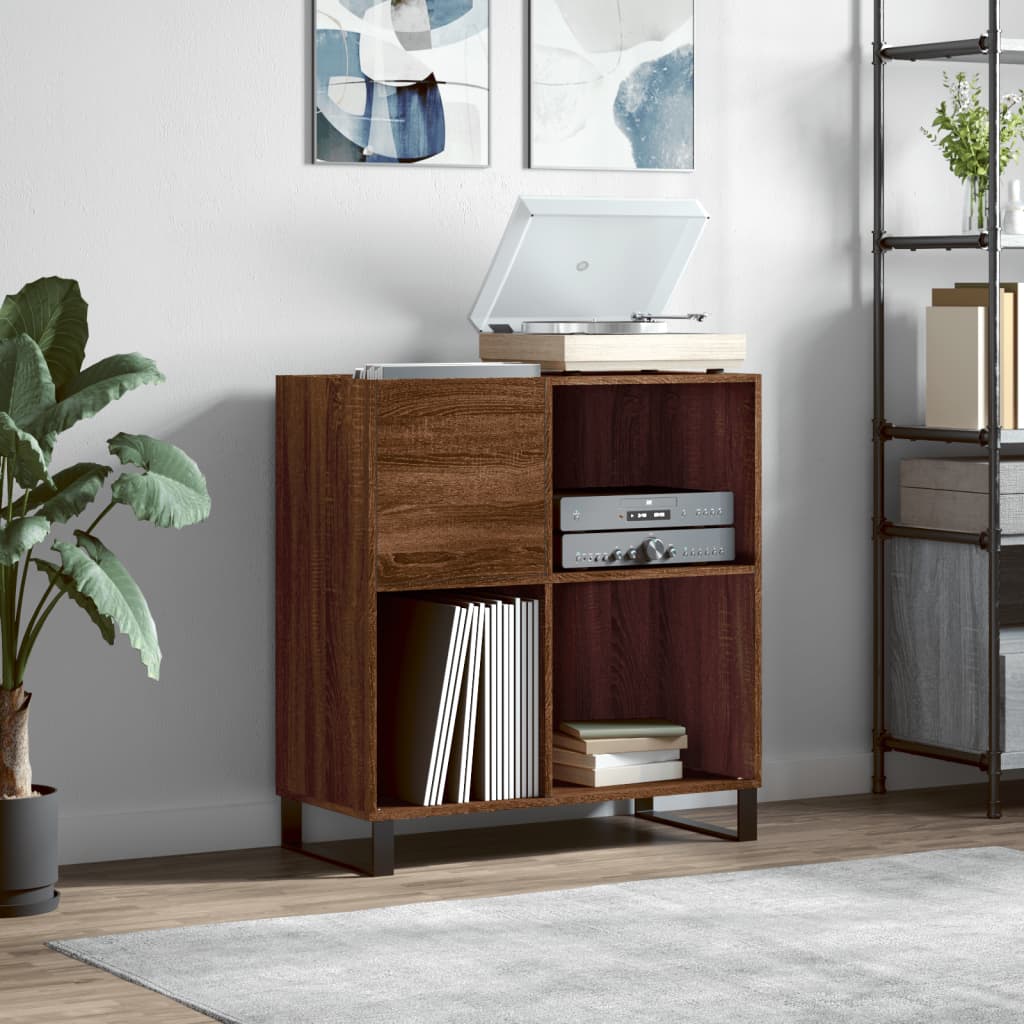 Record Cabinet Brown Oak Look 84.5x38x89 cm Wood Material