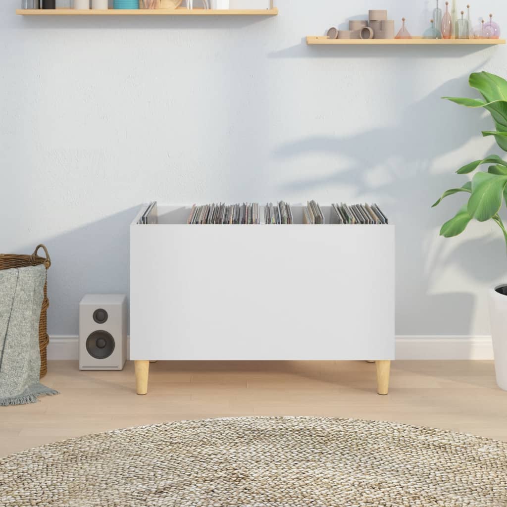 Record Cabinet White 74.5x38x48 cm Wood Material