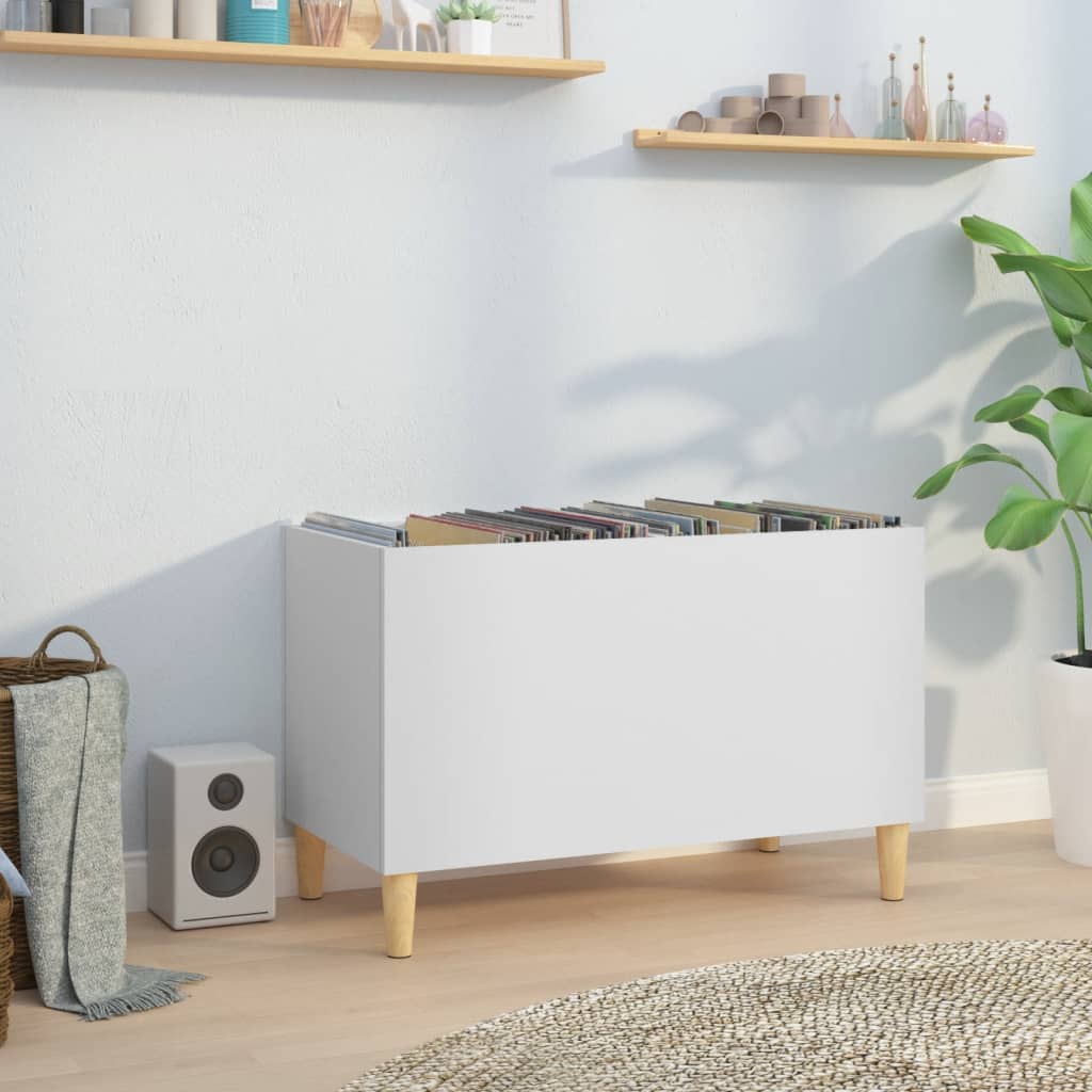 Record Cabinet White 74.5x38x48 cm Wood Material