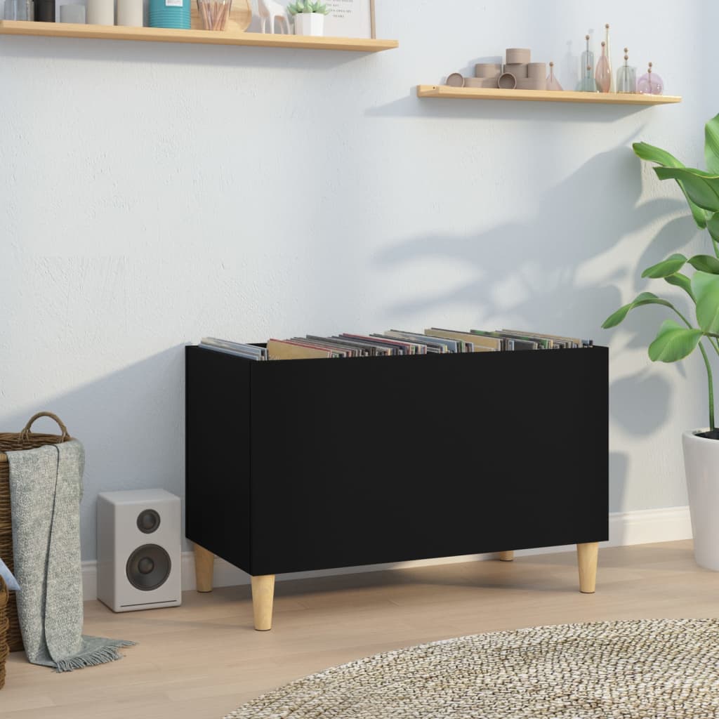 Record Cabinet Black 74.5x38x48 cm Wood Material