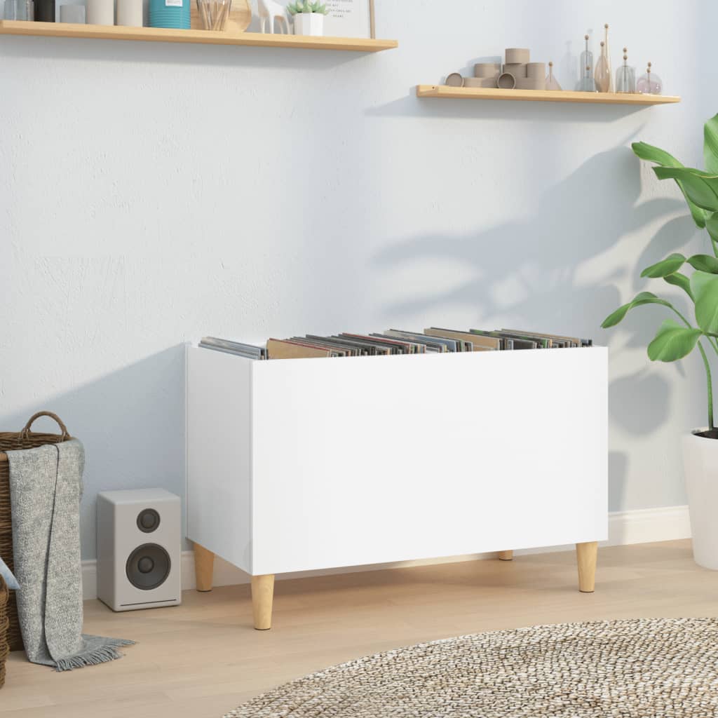 Record Cabinet High Gloss White 74.5x38x48 cm Wood Material