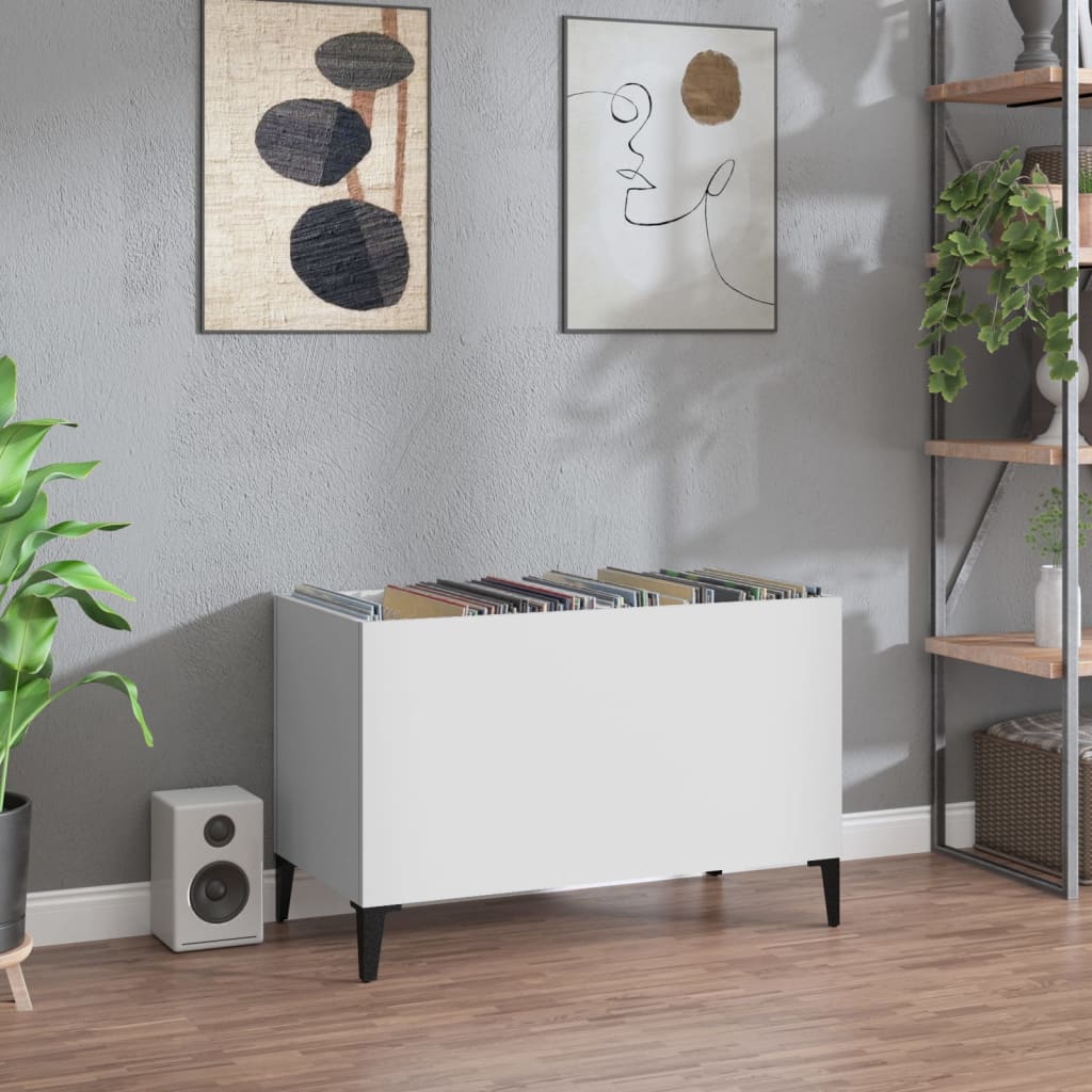 Record Cabinet White 74.5x38x48 cm Wood Material