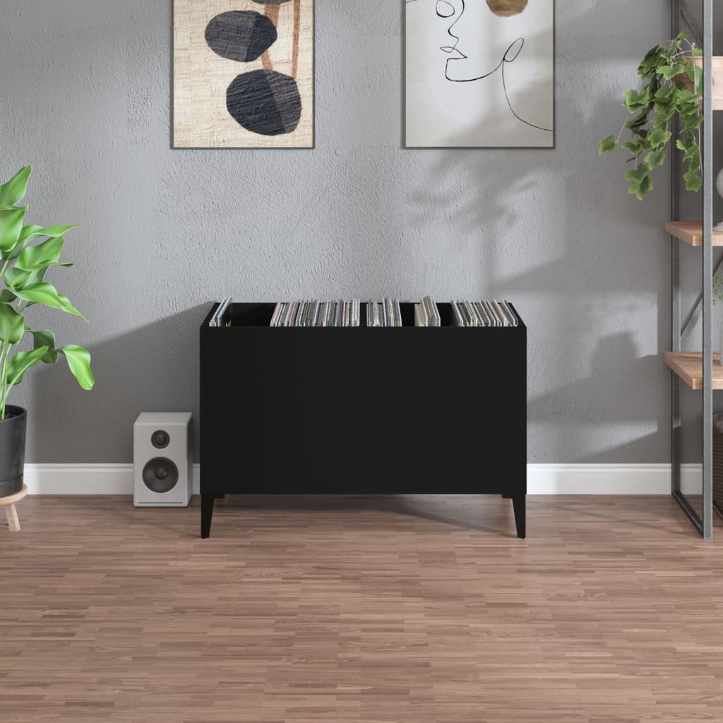 Record Cabinet Black 74.5x38x48 cm Wood Material