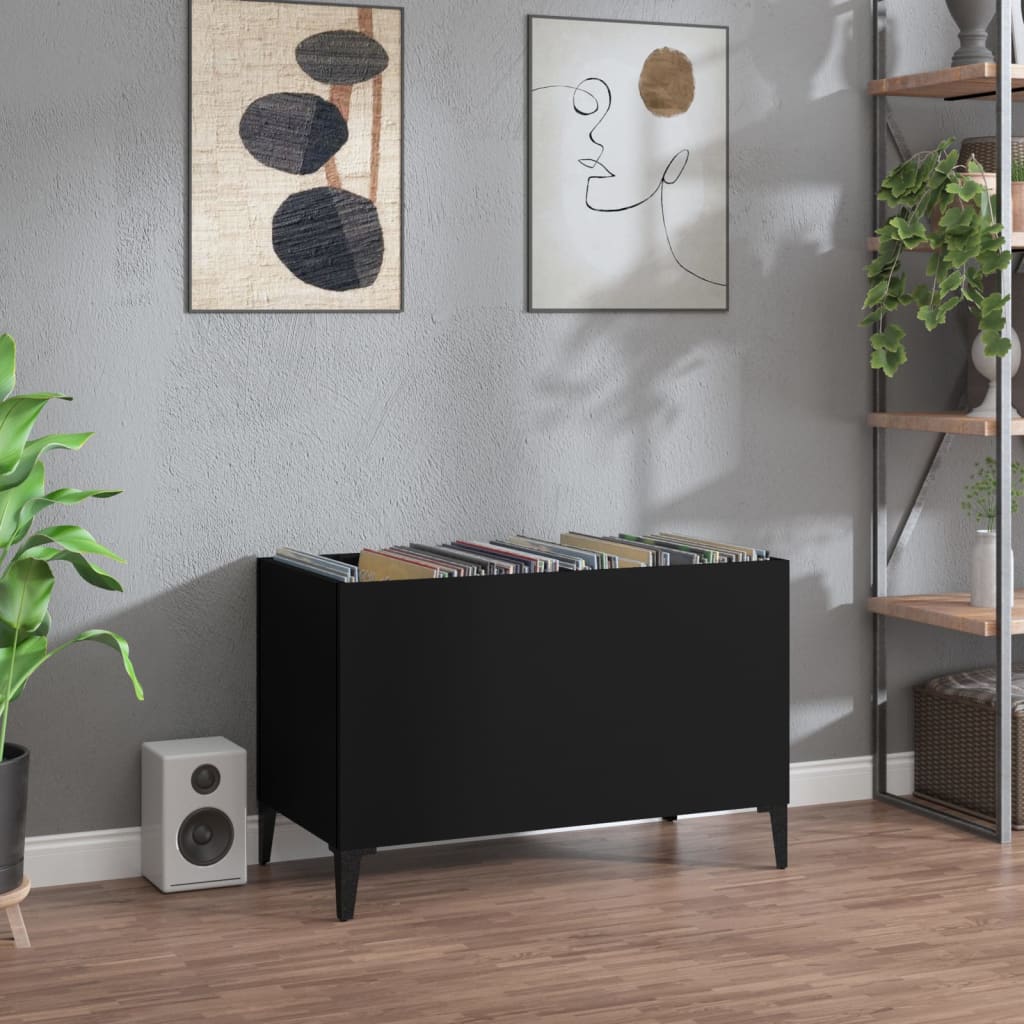 Record Cabinet Black 74.5x38x48 cm Wood Material