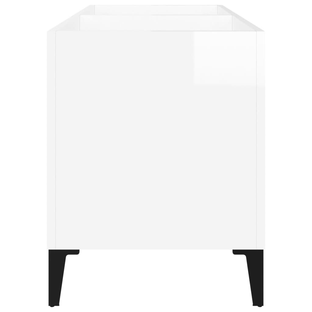 Record Cabinet High Gloss White 74.5x38x48 cm Wood Material